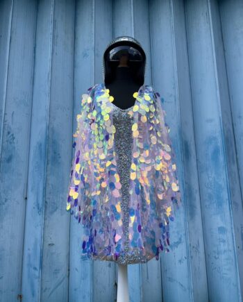 ARIEL Kimono Jacket In mermaid Iridescent drop sequins- Thigh length  Size Medium